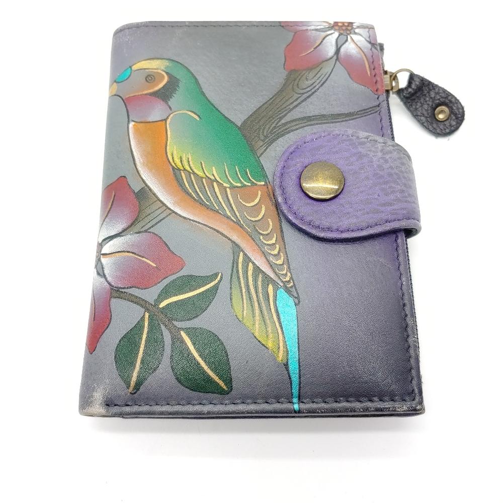 Anuschka Green Bird Leather Wallet